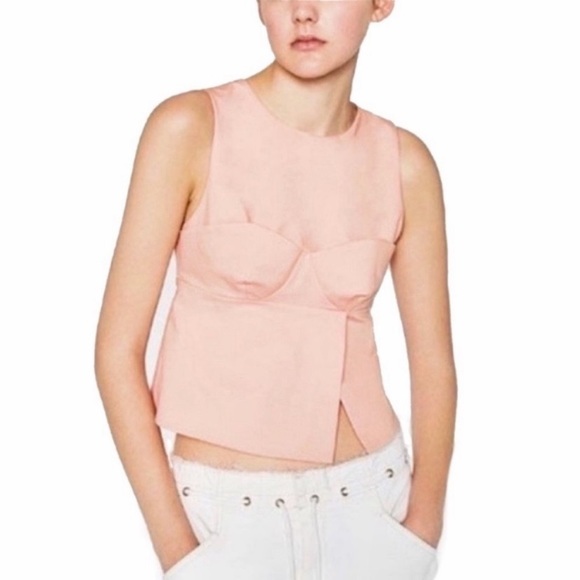 Zara Tops - ZARA Pink Peplum Bustier Tank Crop Top Size Medium